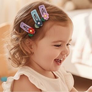 Colorful Flower Hair Clips Set of 3 pairs